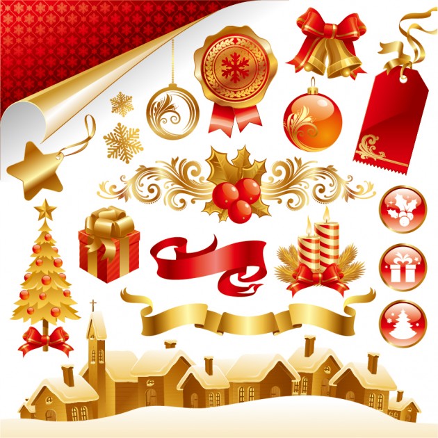 洗練されたクリスマス素材BEAUTIFUL CHRISTMAS MATERIAL VECTOR イラスト素材1